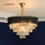 Premium Black Gold LED Crystal Light Fixture – 600mm