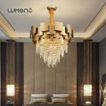 Luxury Rectangular Round Crystal Chandelier (500mm) - Image 2