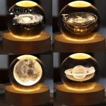 3D Crystal Galaxy Ball Night Lamp with Wooden Base (6cm) - Solar System - Moon - Earth - Heart Cloud - Crescent -Moon Walk - Image 5