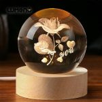 3D Crystal Ball Light, Glowing Planet Crystal Ball Lamp, Warm Bedside Light, Luminous Decor Atmosphere Light, Wood Base Fantasy Decor Crystal Ball, Universe Series Crystal Ball, LED Base Astronomy Night Light for Home Decor - Image 3