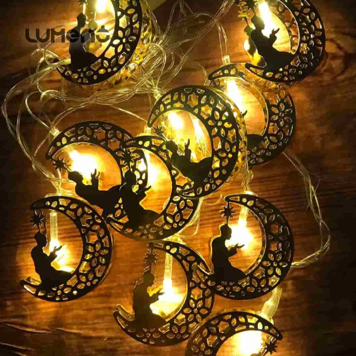 SF007 ( 1 ) Ramadan Moon Metal Gold Dua Light String - Image 1